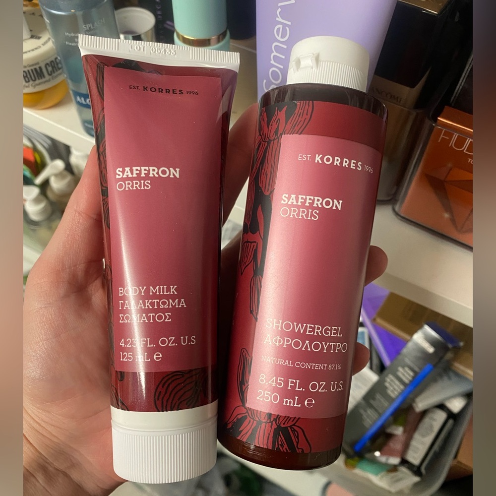KORRES Saffron Orris Body Wash & Milk NWT *Retired Scent*